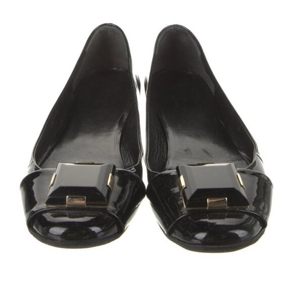 AUTH GUCCI Black Patent Leather Stud Embellished Ballet Flats IT 36 US 6 EUC - Picture 2 of 6